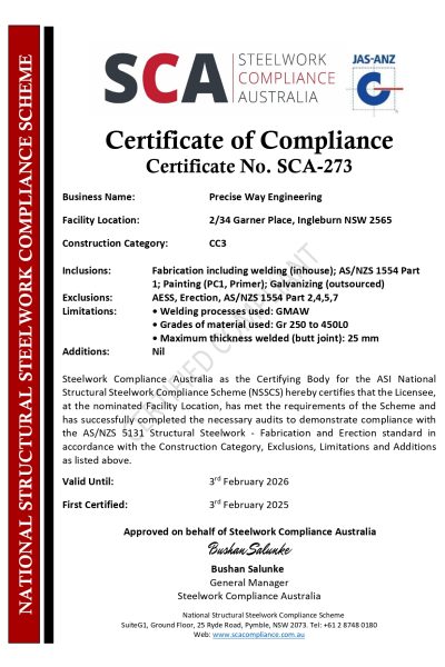 SCA-273 CC3 Certificate of Compliance Precise Way 03.02.2026_page-0001